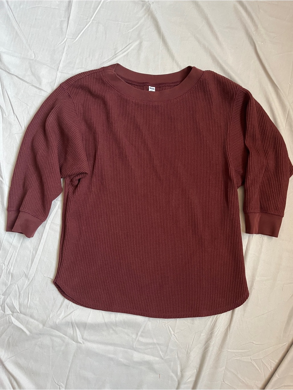 Uniqlo Women's Waffle-Knit Crew 3/4 sleeve shirt